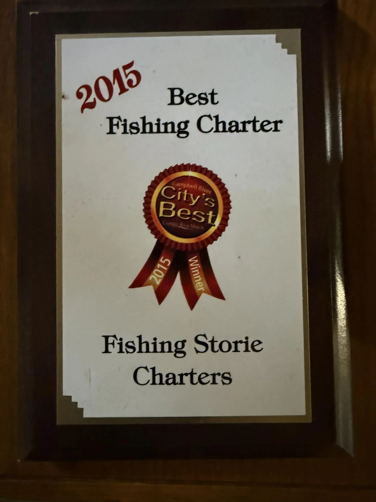 2015 City's Best Award - Best Fishing Charter Campbell River