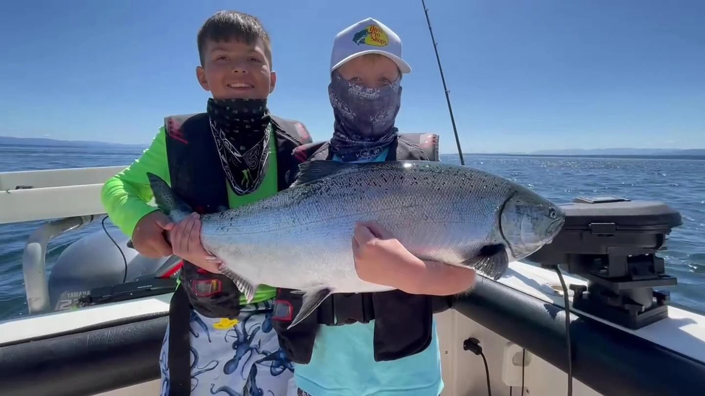 Boys Chinook Salmon Catch Fishing Charter