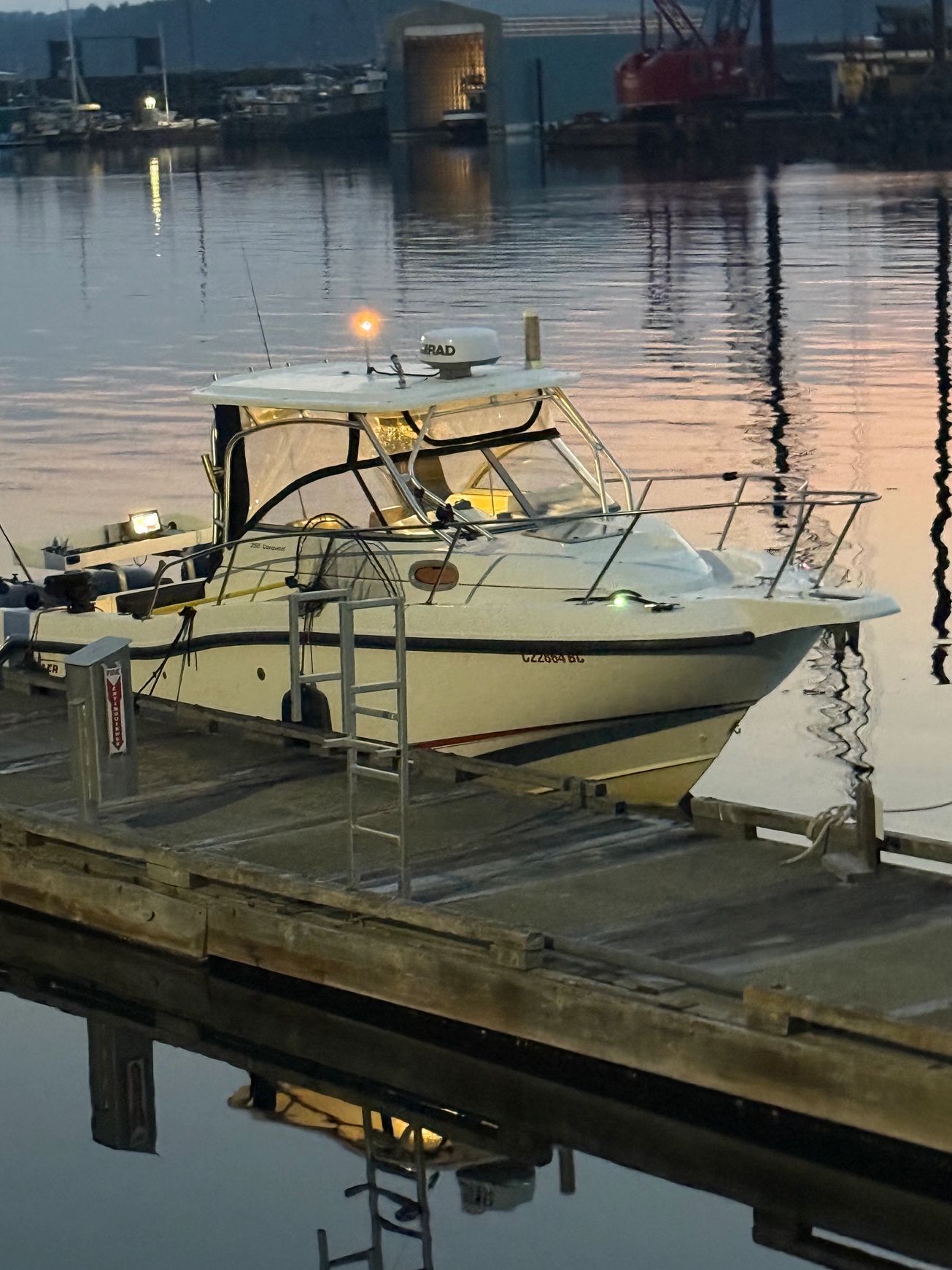 Boston Whaler luxury charter boat at Discovery Harbour Marina