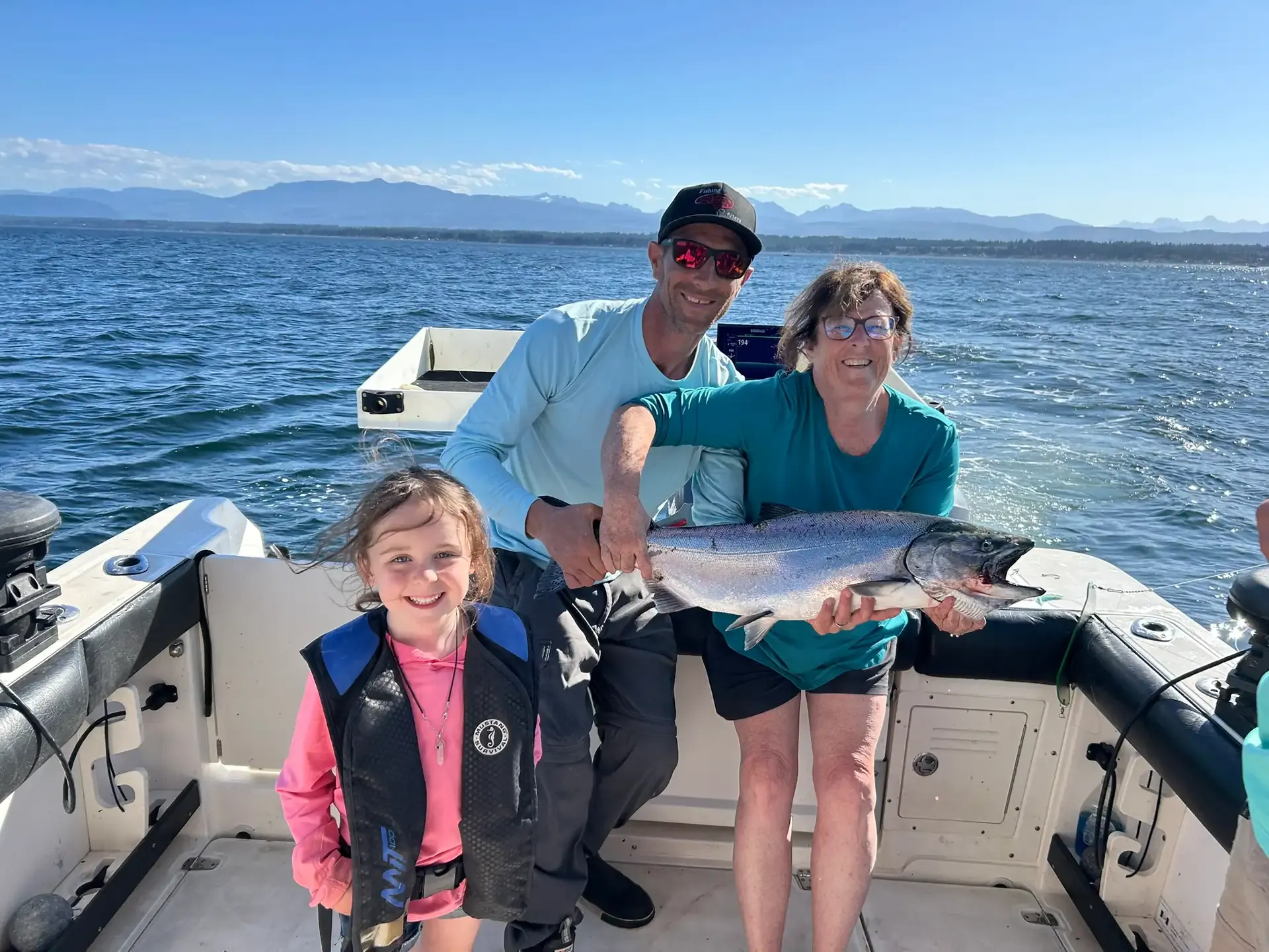 Grandmother and Child Salmon Fishing