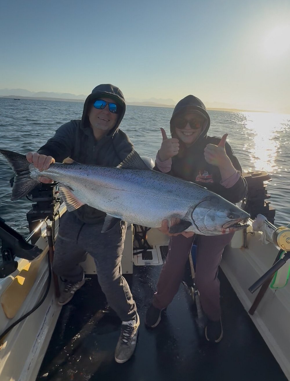 Couple Sunset Chinook Salmon Vancouver Island