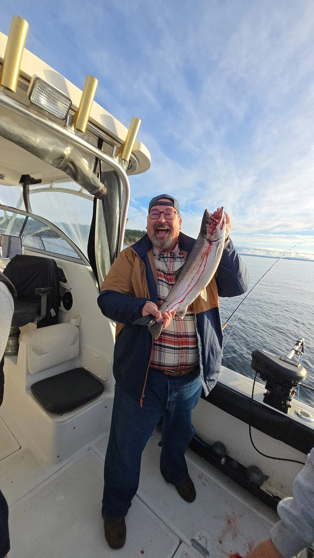Happy Angler Coho Salmon Vancouver Island Fishing